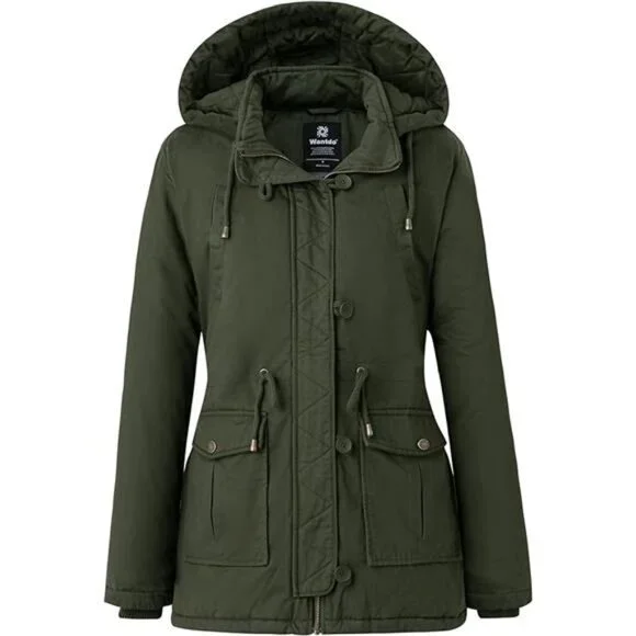Women's Winter Thicken Puffer Coat Warm Fleece Lined Parka Jacket with Fur Hood